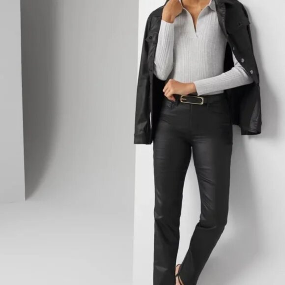 White House Black Market Straight High-Rise Vegas Coated Black size 4 NWT - Picture 1 of 14